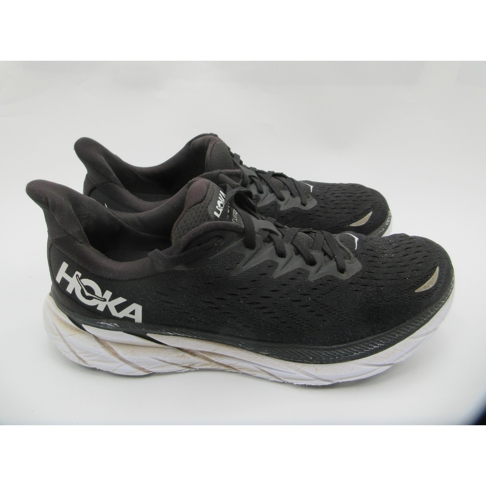 Hoka One One Clifton 8 Shoes Mens Size 11 Black Running Sneakers 1119393 BWHT